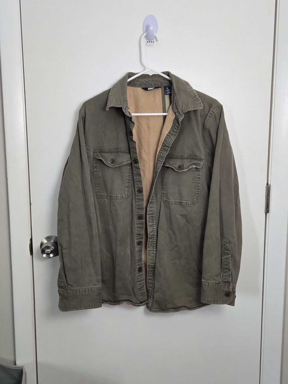 Lands' End Olive Green Field Jacket with Tan Lining